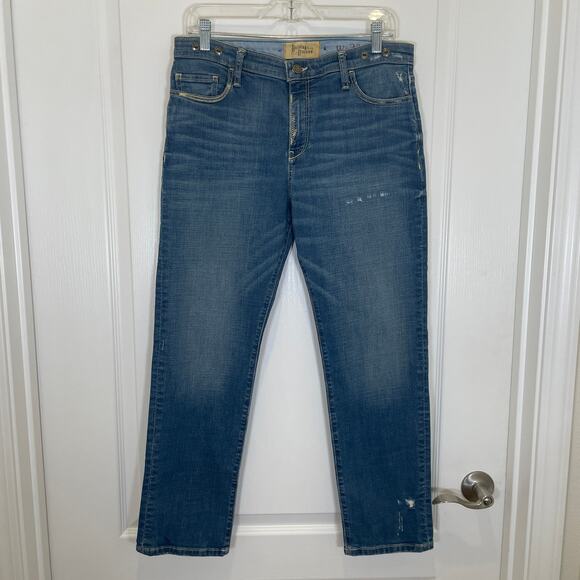 Anthropologie Holding Horses Straight Leg Jeans Distressed Stitch Details 28 - Picture 1 of 6